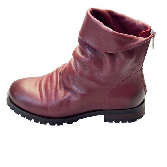 SKECHERS Women’s Boots Burgundy Leather Slouchy Ankle Cuffed Rear Zip Size 7.5M - Picture 7 of 13